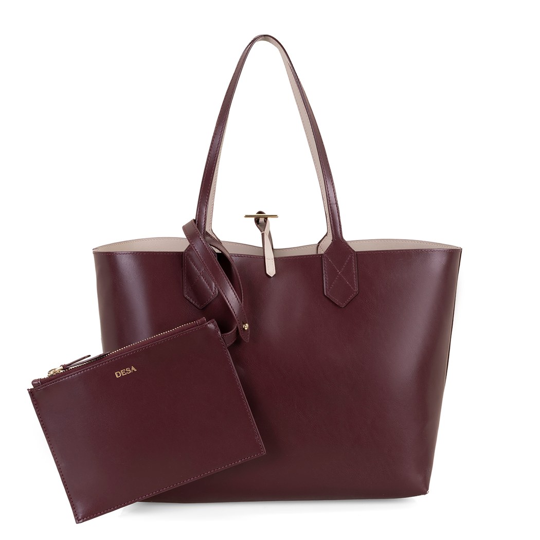 XXXEmely Bordo Kadın Çift Taraflı Deri Omuz Çantası