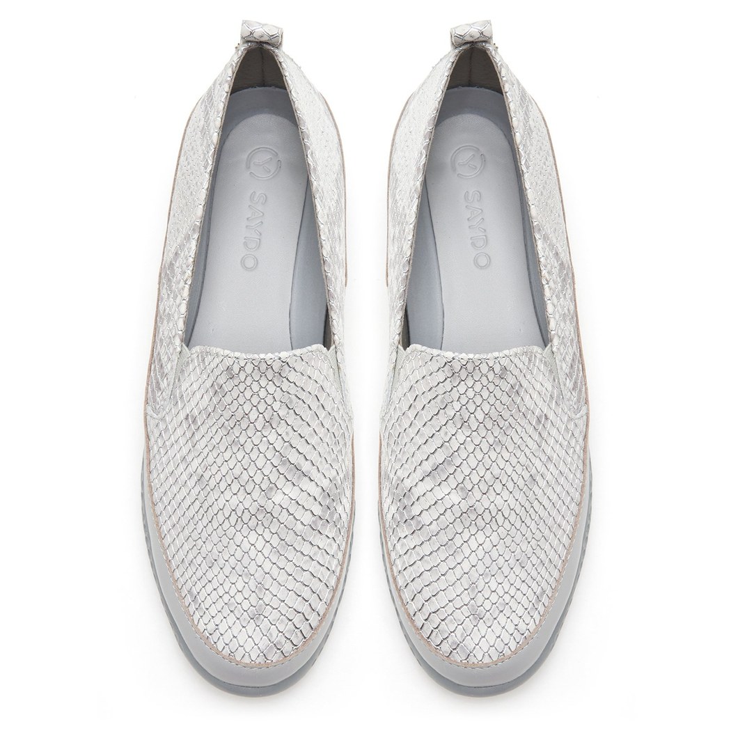 XXXKadın Gümüş Egzotik Deri Günlük Comfort Ayakkabı