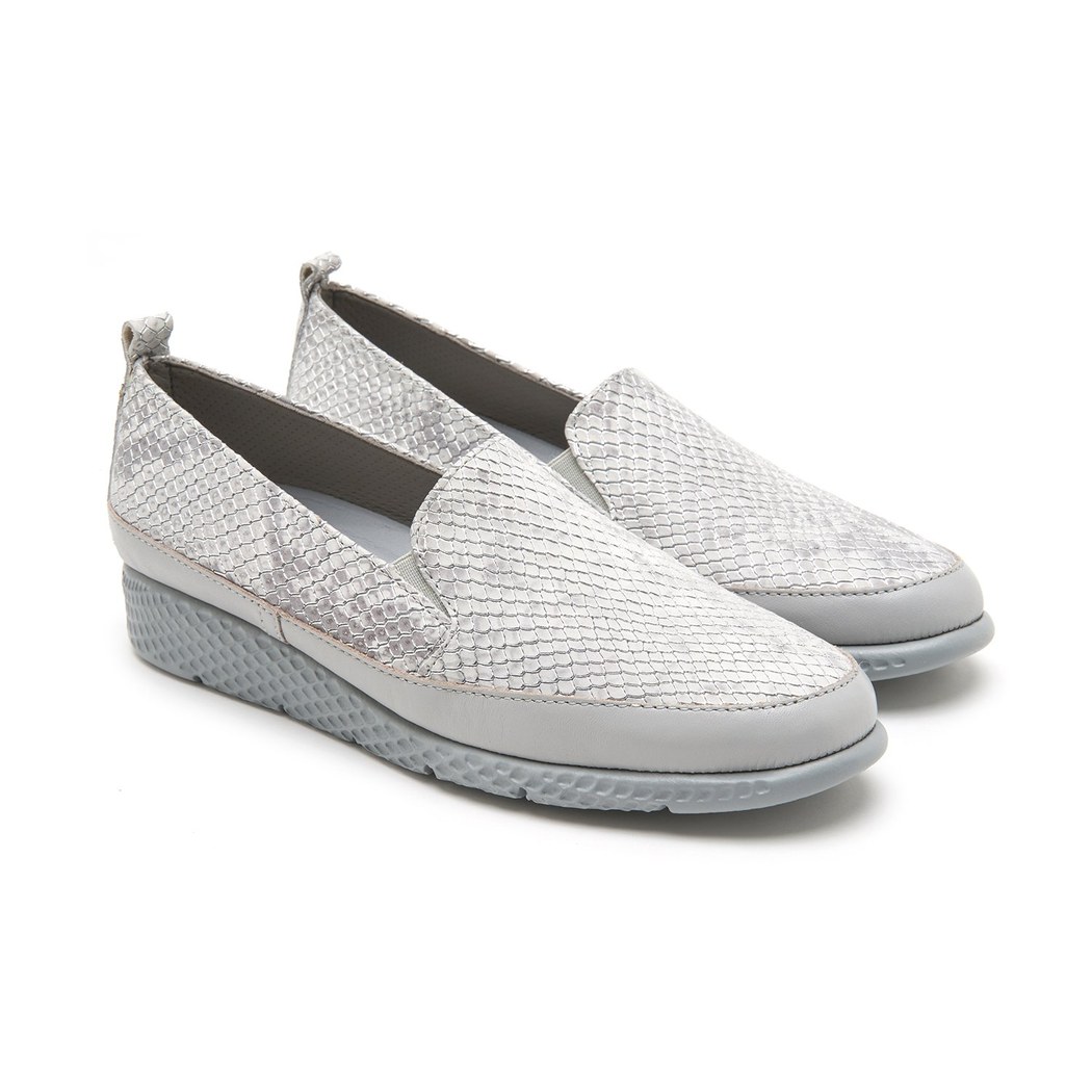 XXXKadın Gümüş Egzotik Deri Günlük Comfort Ayakkabı