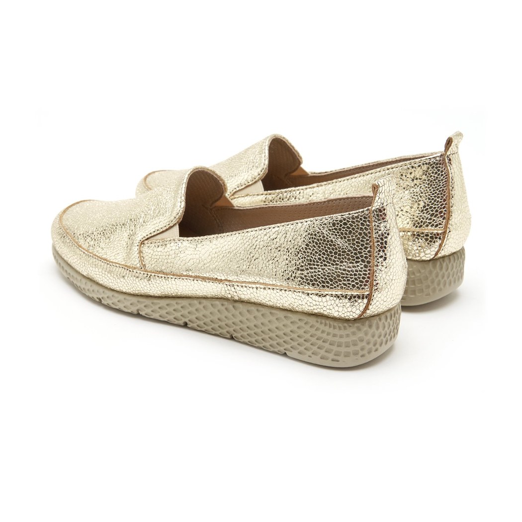 XXXKadın Metalik Gold Deri Günlük Comfort Ayakkabı