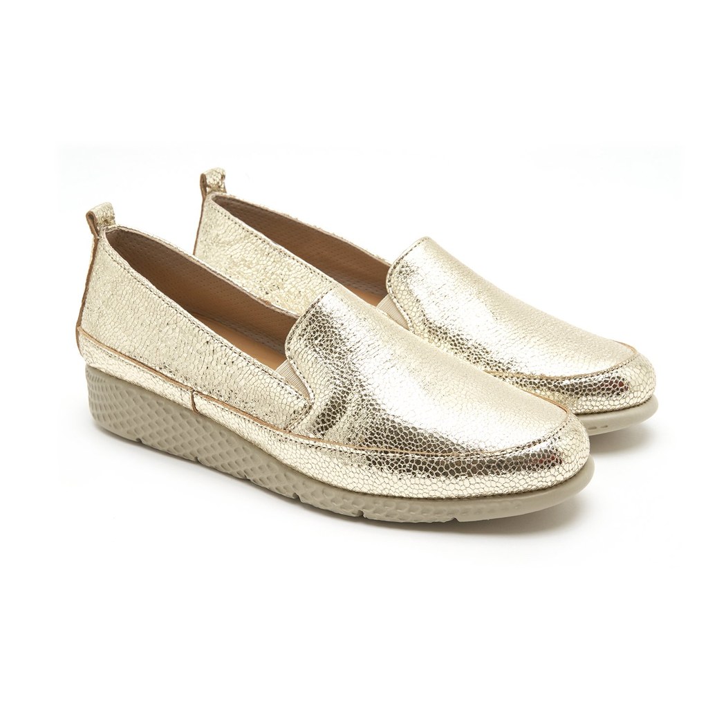 XXXKadın Metalik Gold Deri Günlük Comfort Ayakkabı