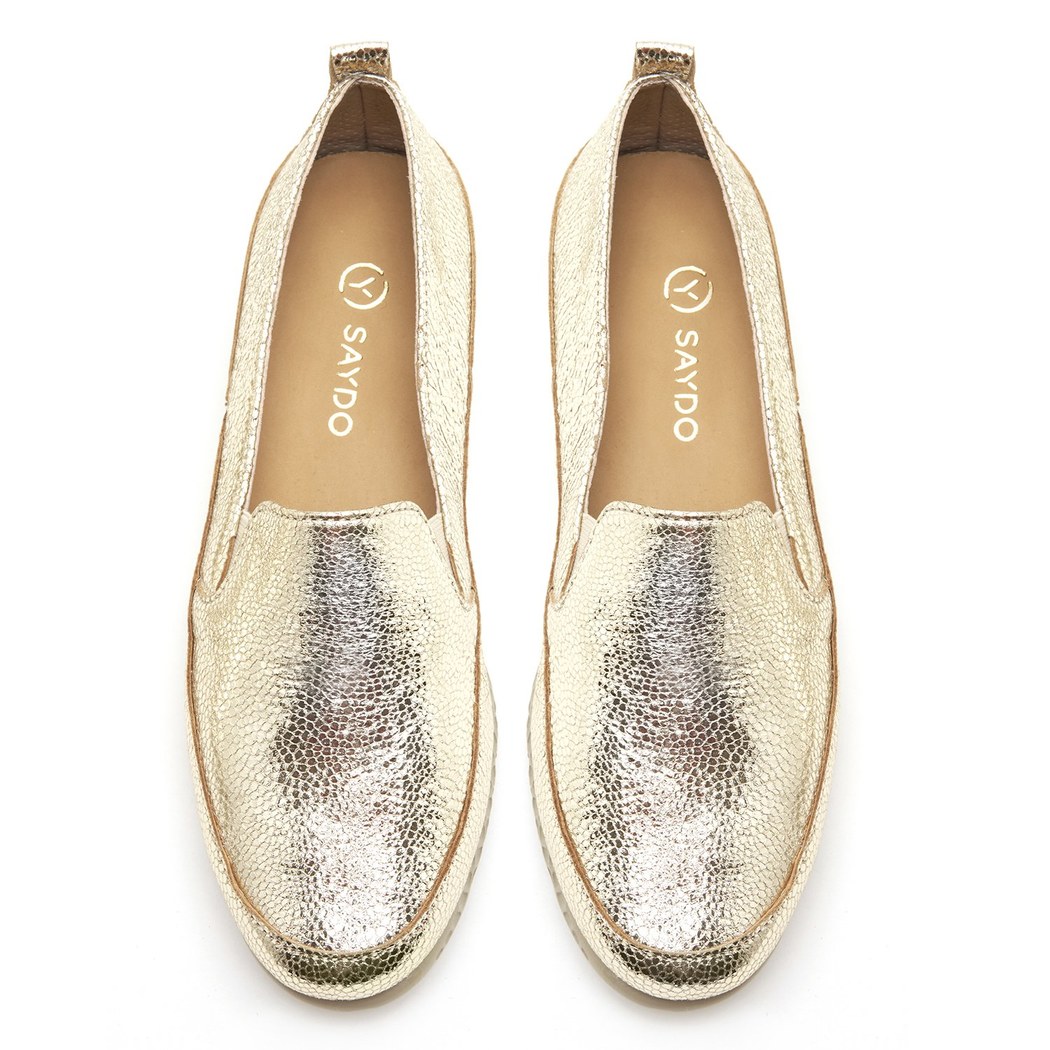 XXXKadın Metalik Gold Deri Günlük Comfort Ayakkabı