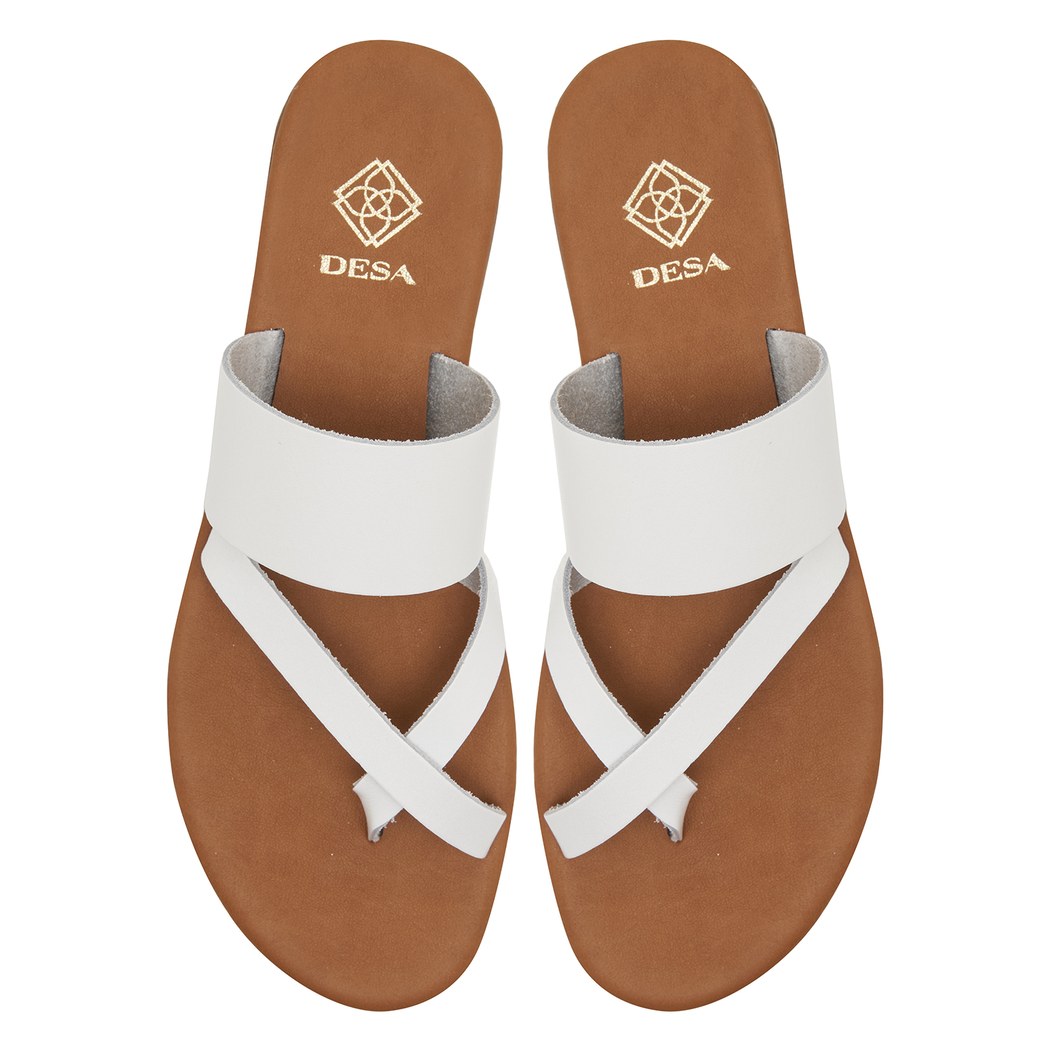 XXXLeila Beyaz Kadın Deri Terlik