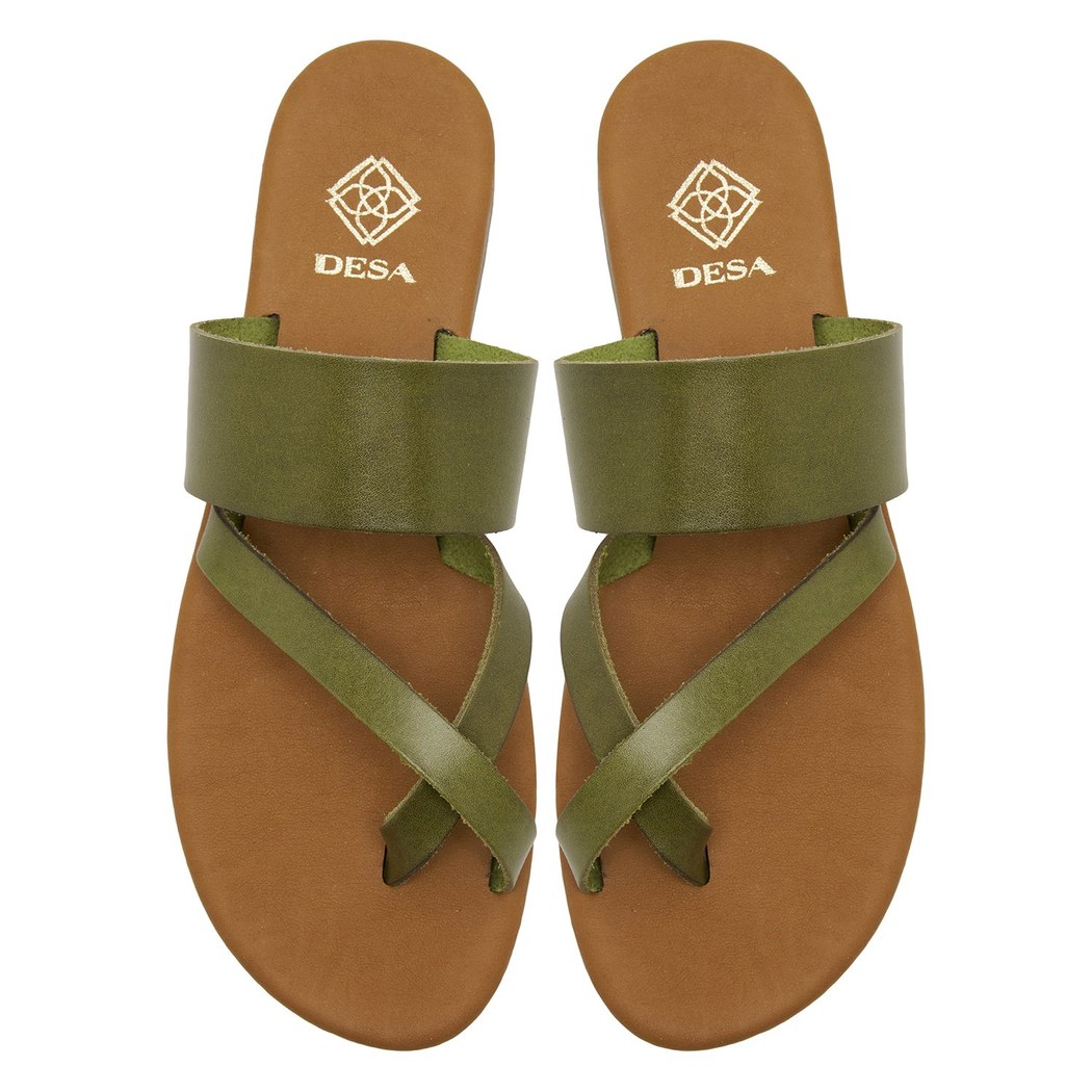 XXXLeila Yeşil Kadın Deri Terlik