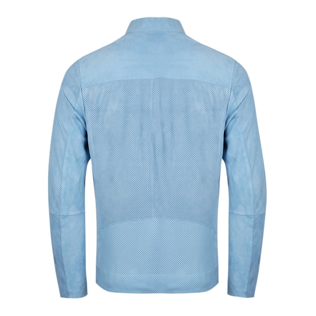 XXXZelmira Mavi Erkek Perfore Süet Deri Ceket