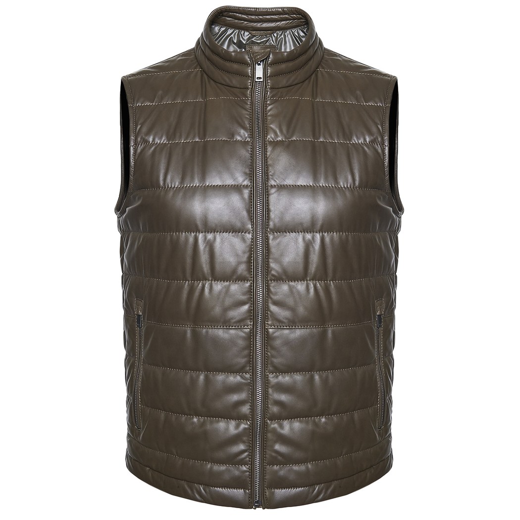 Yeşil Arrigo Erkek Deri Şişme Yelek