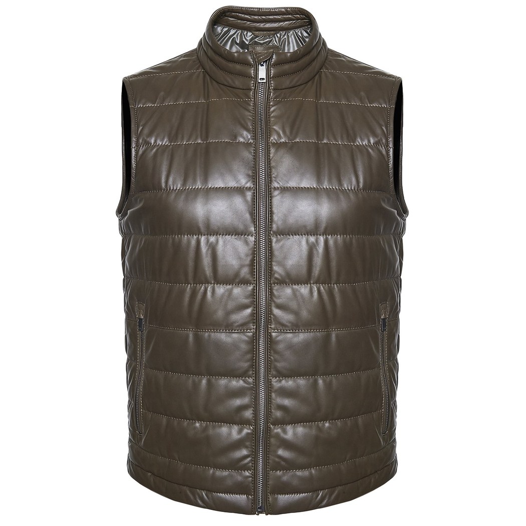 Yeşil Arrigo Erkek Deri Şişme Yelek