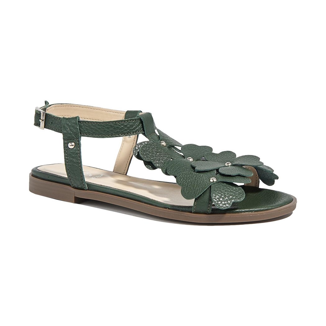 Yeşil Belle Kadın Deri Sandalet