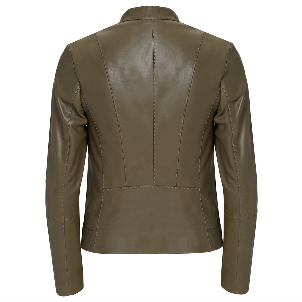 Yeşil Bellini Kadın Deri Kısa Mont