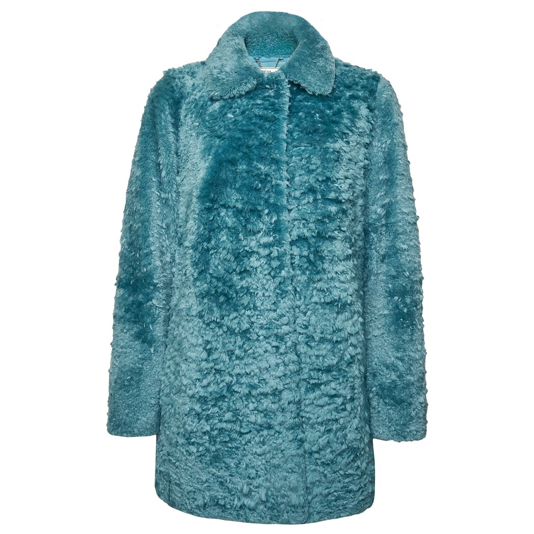 Yeşil Clara Kadın Kürk Kaban