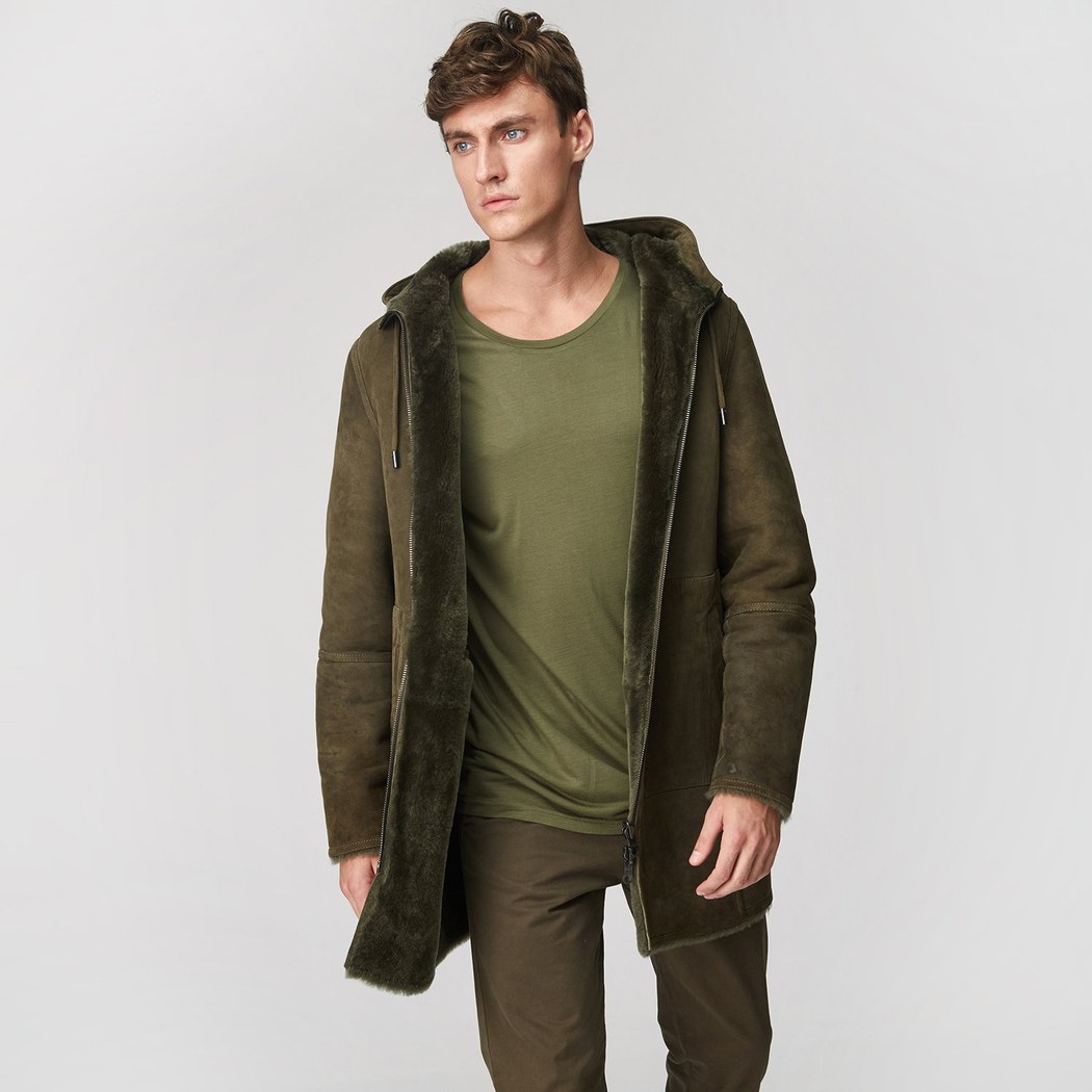 Yeşil Diocle Erkek Kürk Kaban