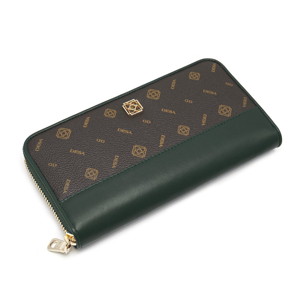 Yeşil Kadın Monogram Deri Cüzdan