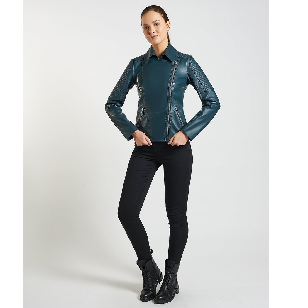 Yeşil Norma Kadın Deri Ceket