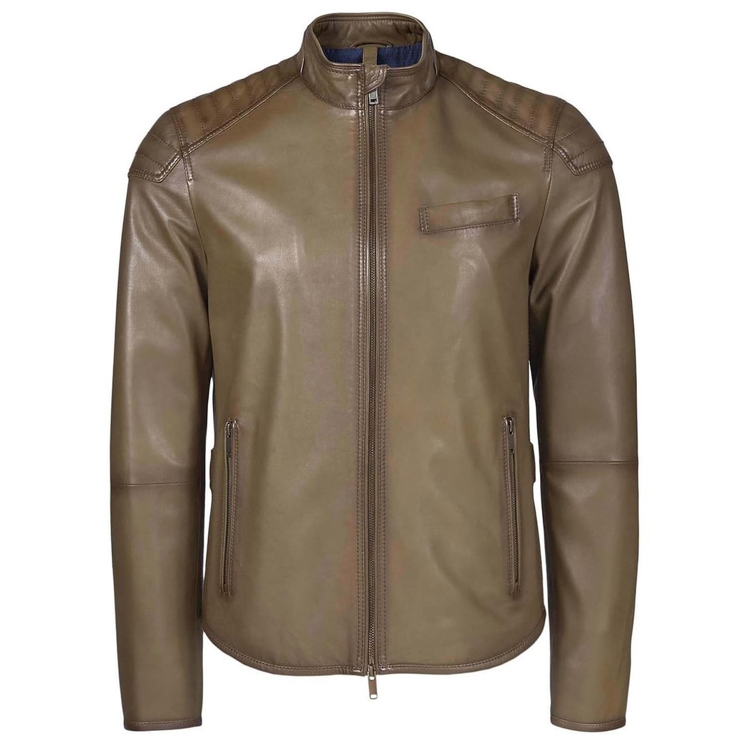 Yeşil Shawn Erkek Deri Mont