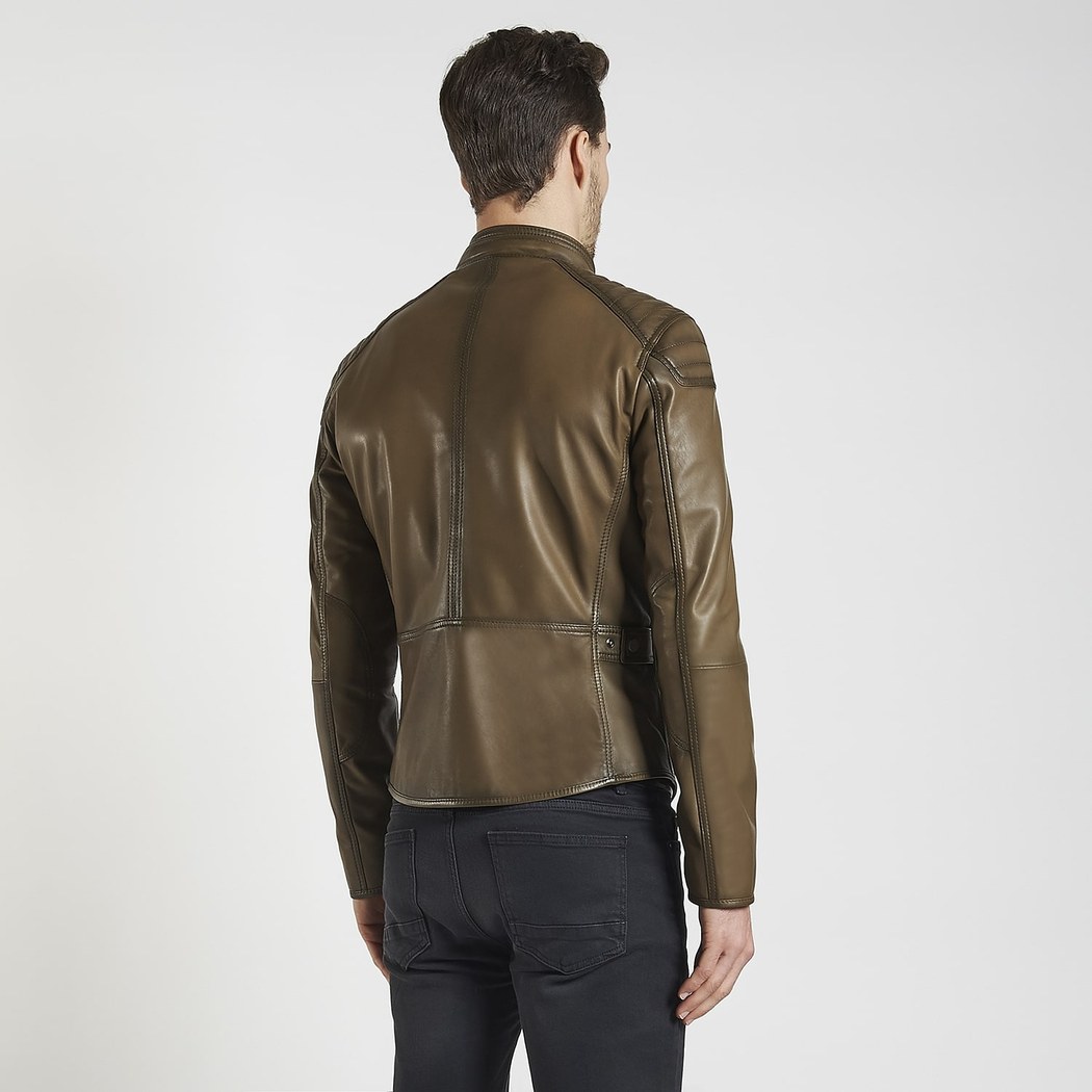 Yeşil Shawn Erkek Deri Mont