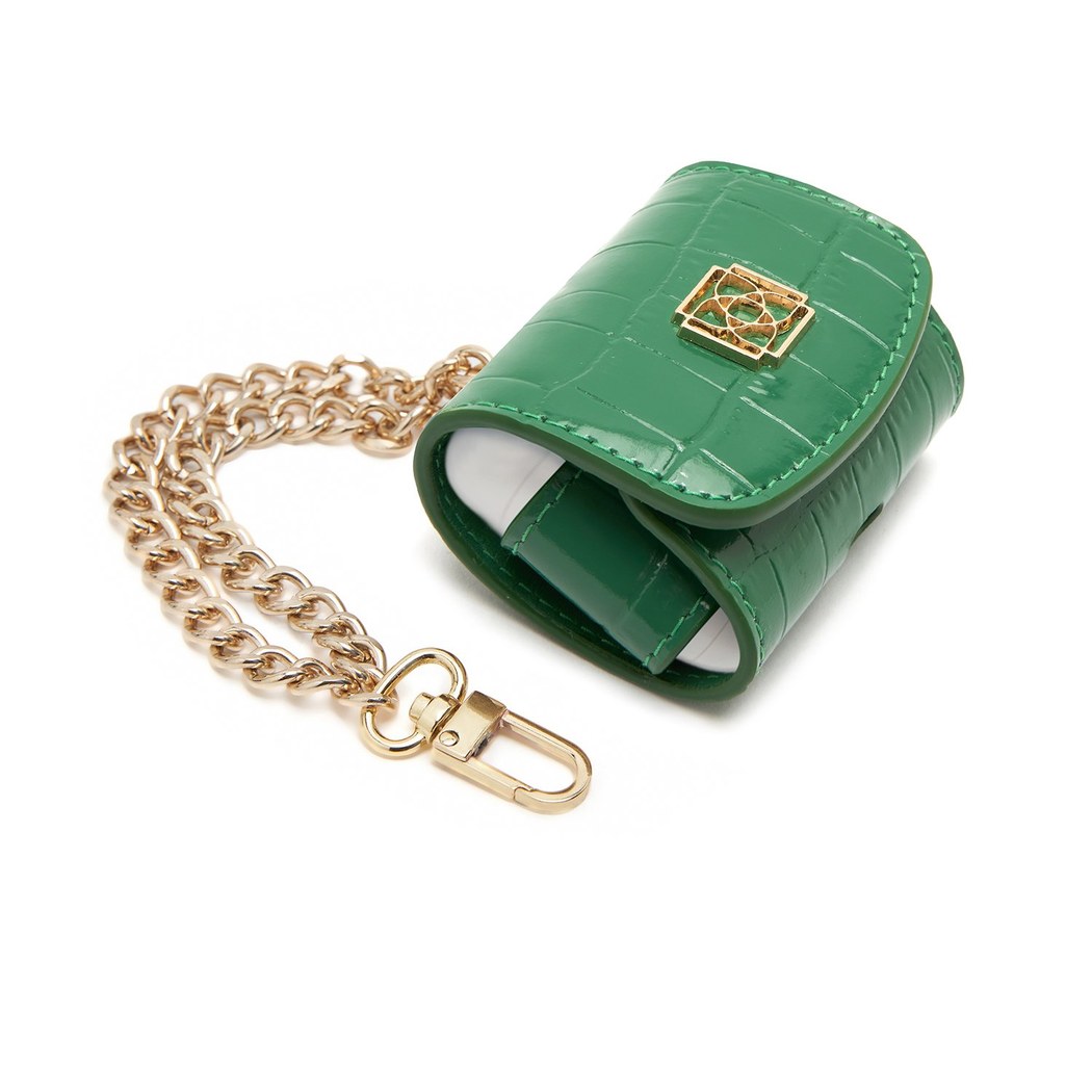 Yeşil Zincir Detaylı Deri Airpods Pro Kılıfı