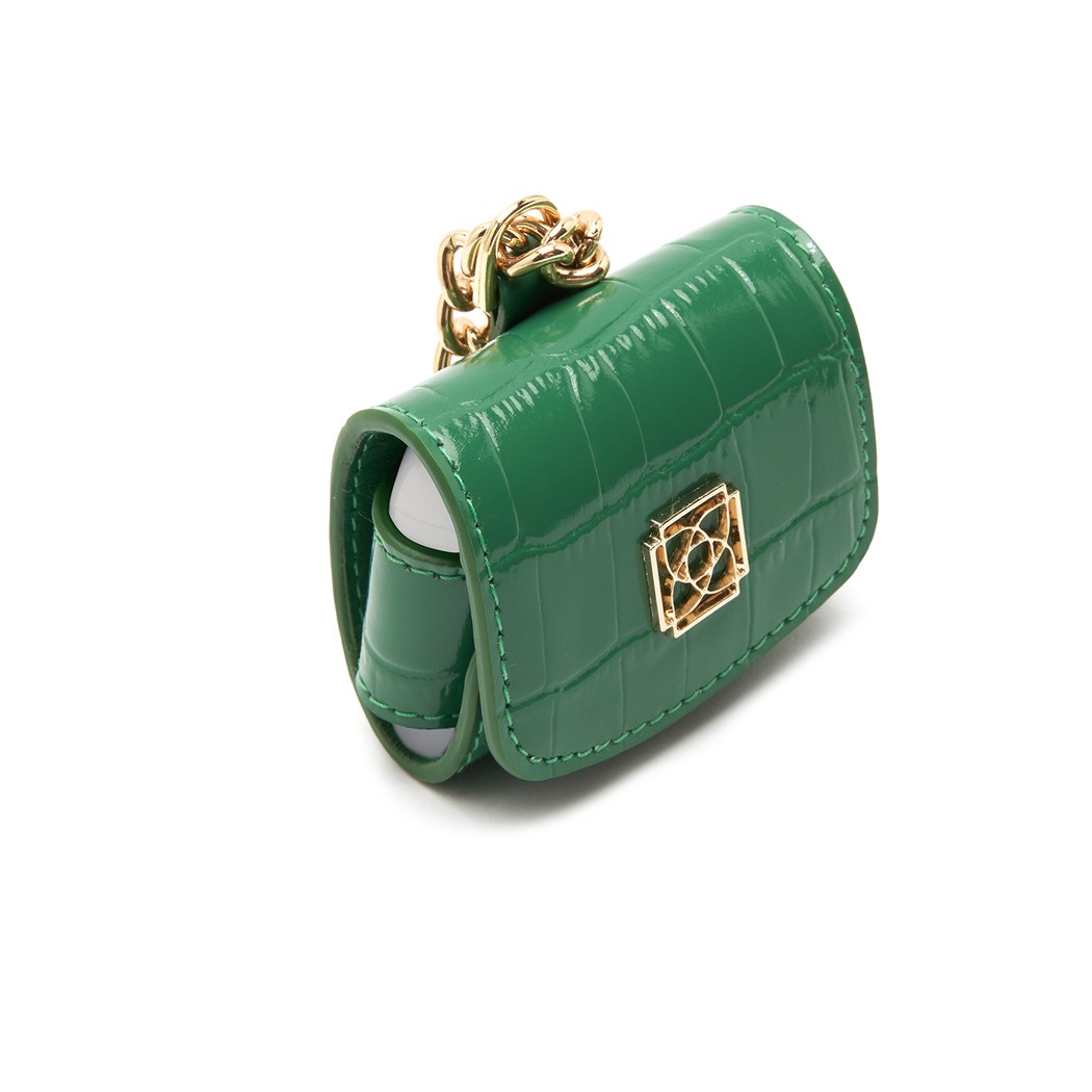 Yeşil Zincir Detaylı Deri Airpods Pro Kılıfı