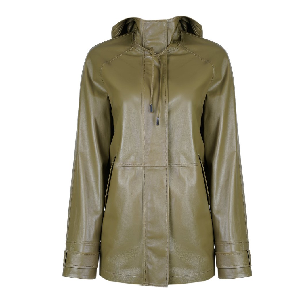 Zairo Yeşil Kadın Deri Pardösü