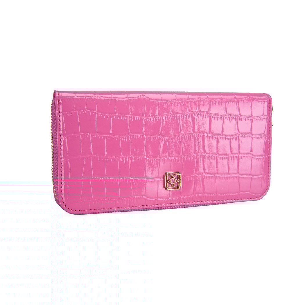 Zane Pembe Kadın Kroko Baskılı Deri Cüzdan