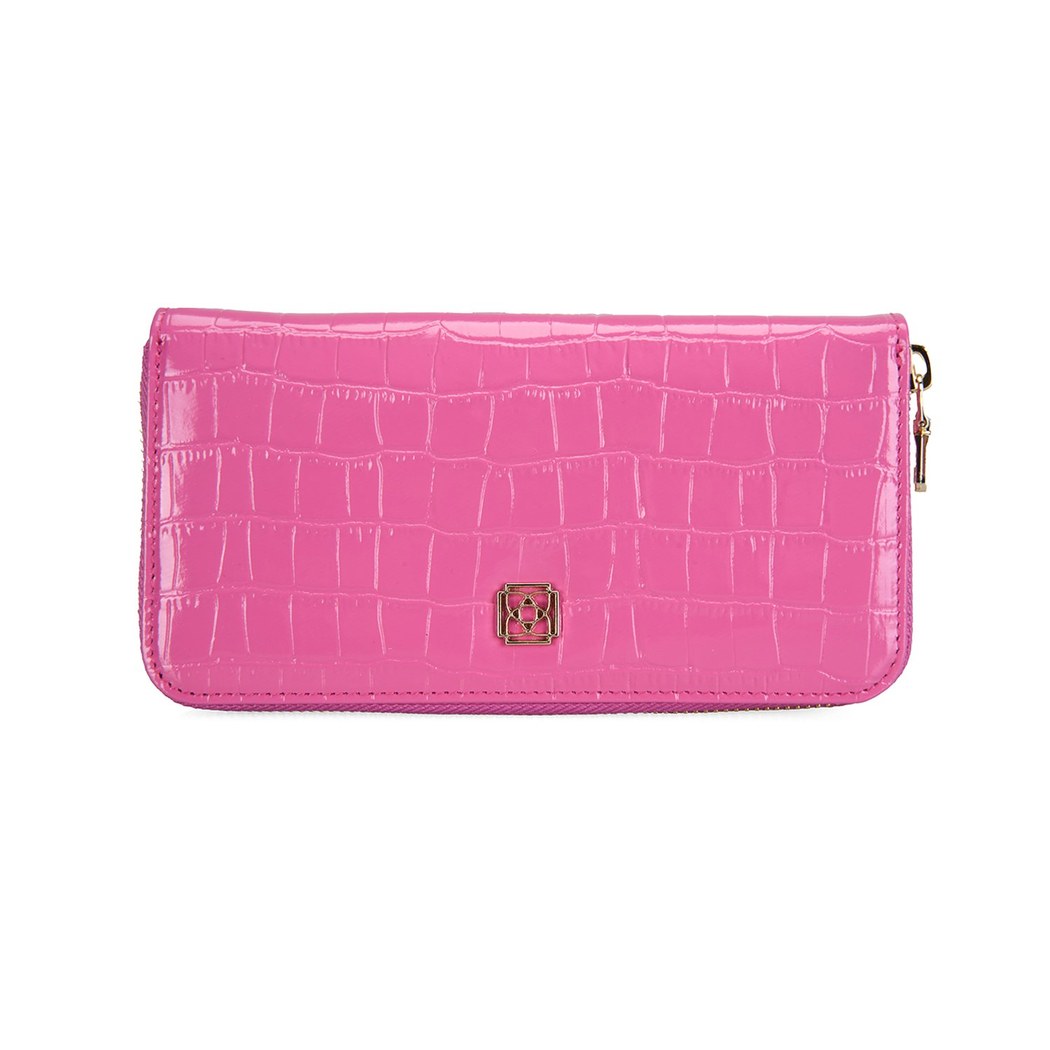 Zane Pembe Kadın Kroko Baskılı Deri Cüzdan