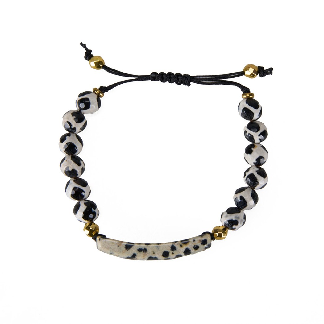 Zebra Akik Doğal Taşlı Kadın İpli Bileklik