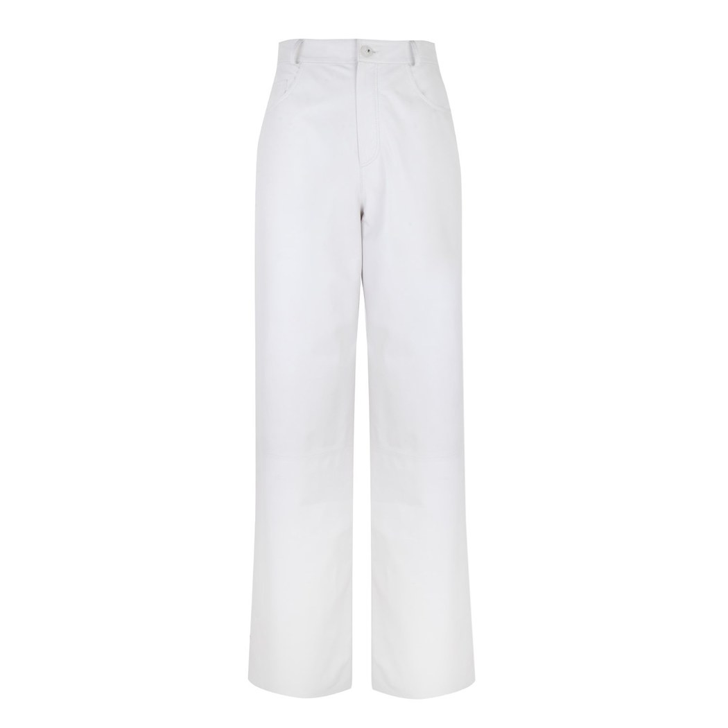 Zelinda Beyaz Kadın Deri Pantolon