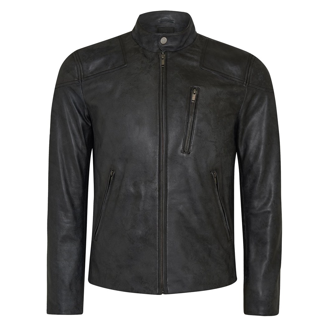 Zenon Lacivert Erkek Vintage Deri Ceket