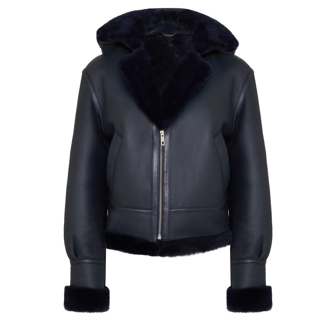 Zoe Lacivert Kadın Kürk Mont