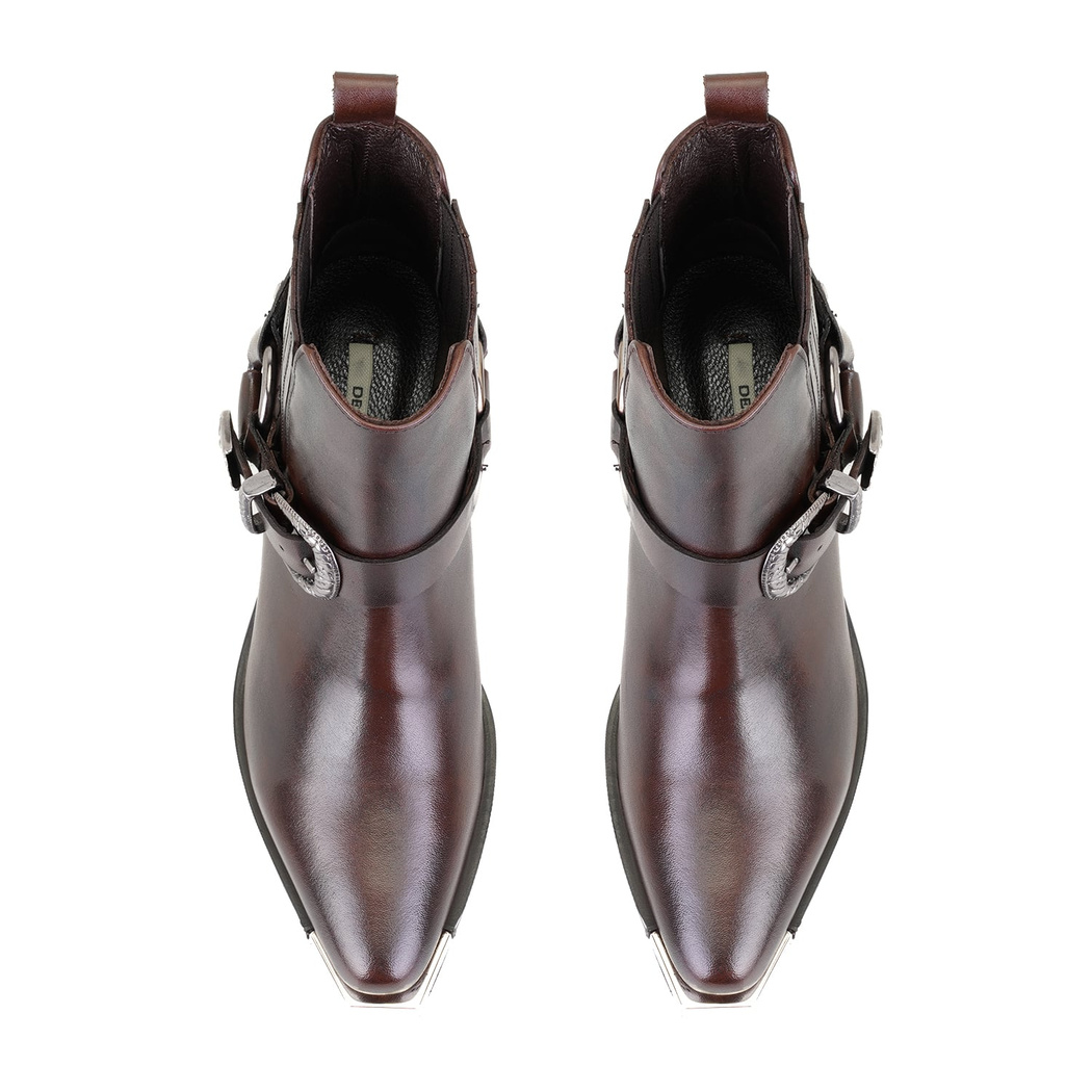 Aadhya Kahve Kadın Topuklu Deri Kovboy Botu