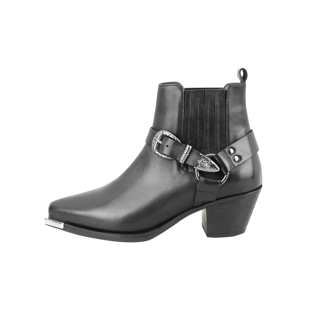 Aadhya Siyah Kadın Topuklu Deri Kovboy Botu