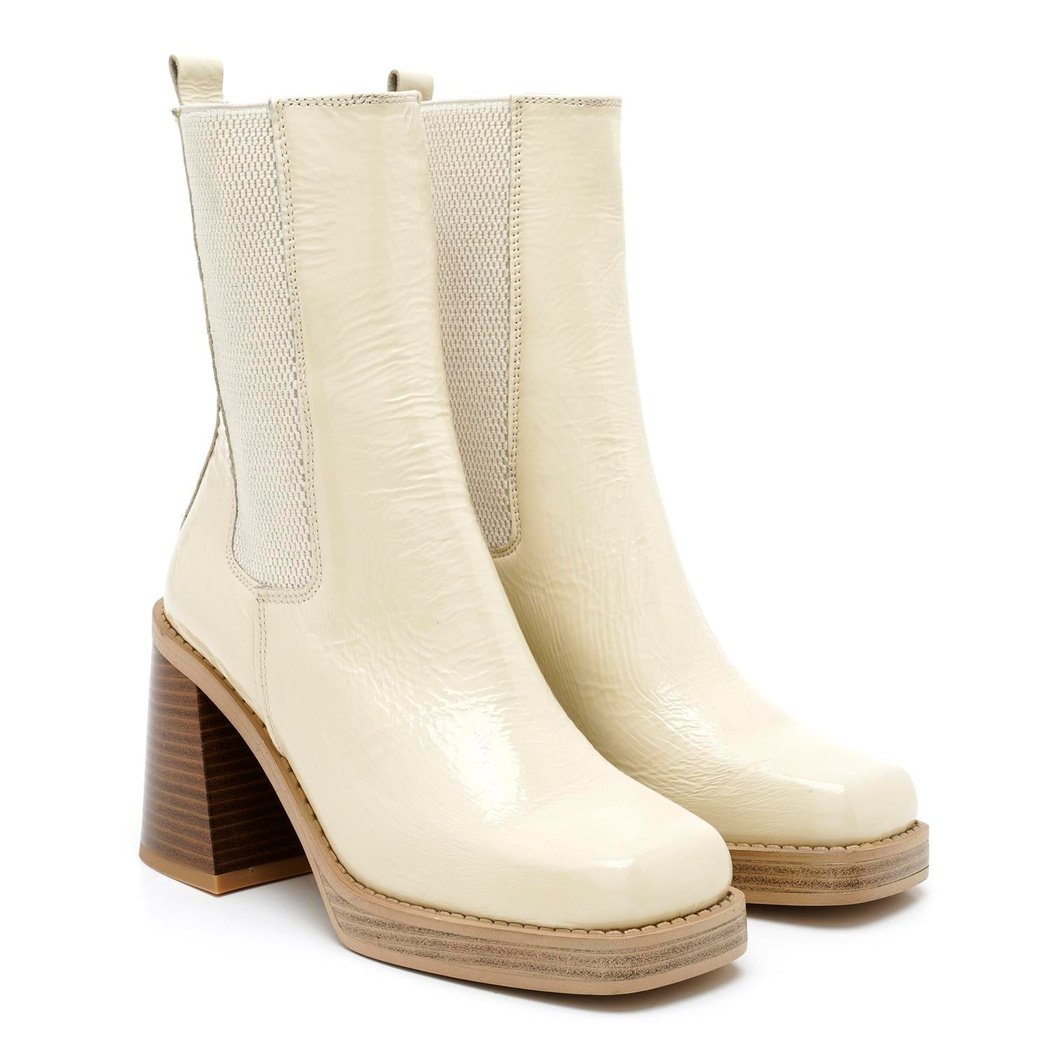 Abelia Ekru Kadın Topuklu Deri Bot