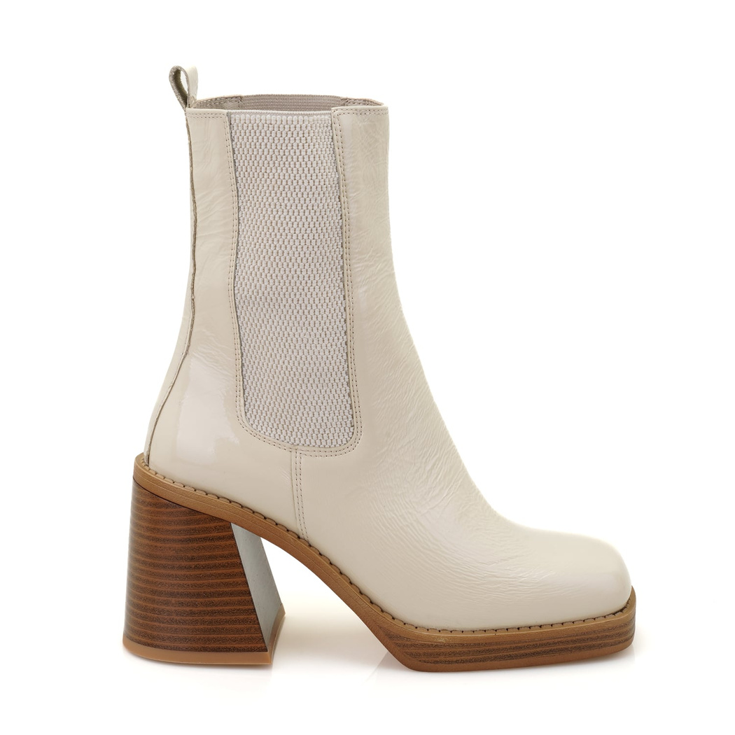 Abelia Ekru Kadın Topuklu Deri Bot