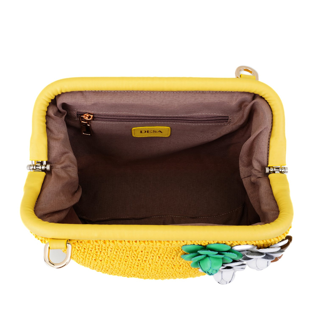 Abram Sarı Kadın Çiçek Detaylı Clutch Omuz Çantası