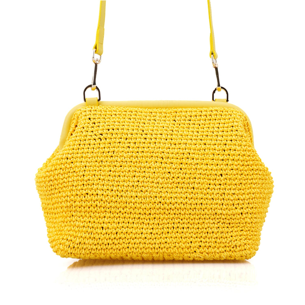 Abram Sarı Kadın Çiçek Detaylı Clutch Omuz Çantası