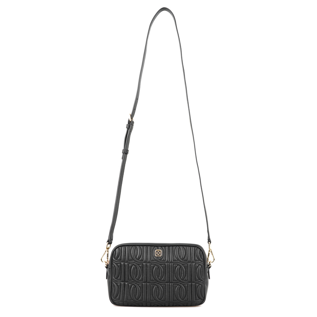 Abrama Siyah Kadın Monogram Kapitone Deri Postacı Çantası