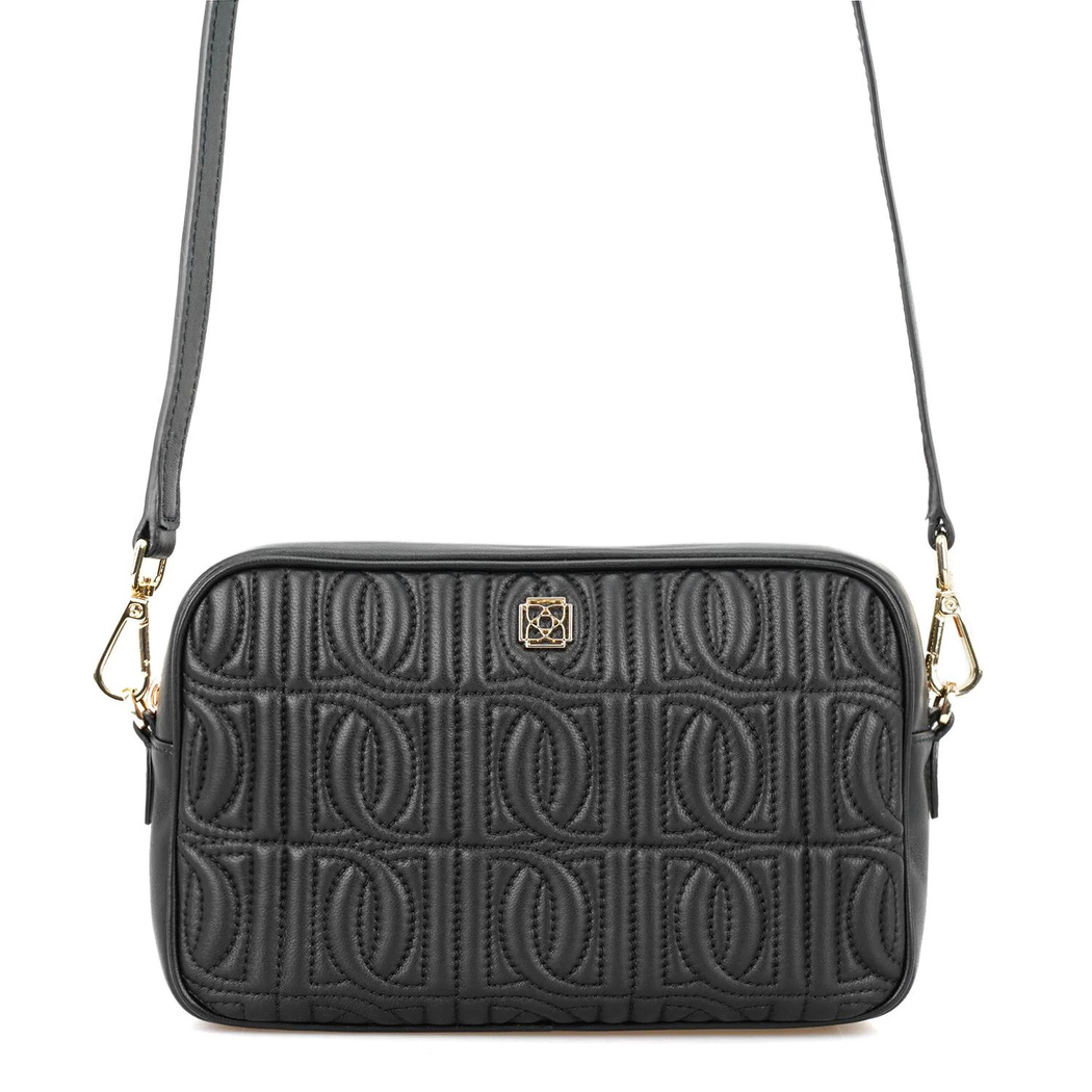 Abrama Siyah Kadın Monogram Kapitone Deri Postacı Çantası