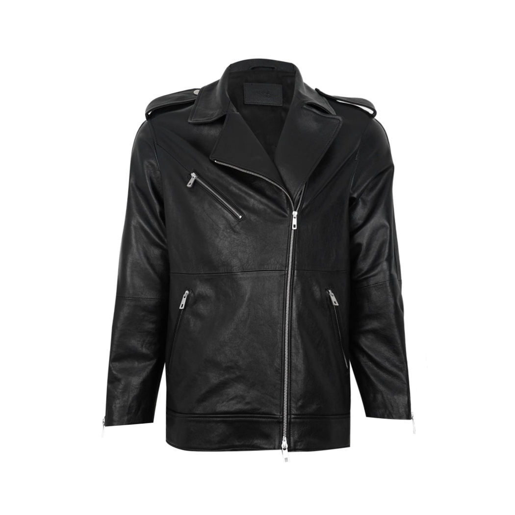 Abriana Siyah Kadın Deri Biker Ceket