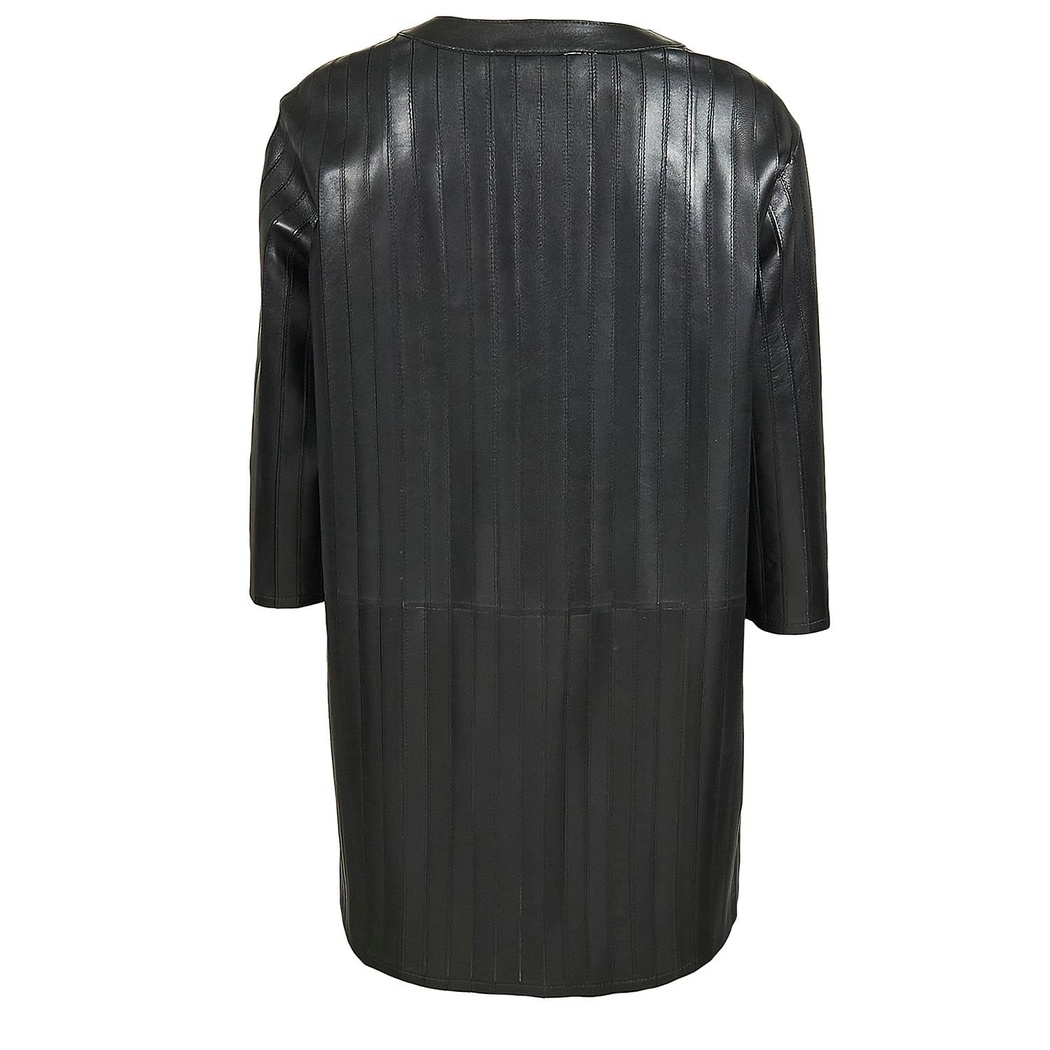 Abrianna Kadın Panelli Anatomik Uzun Deri Ceket