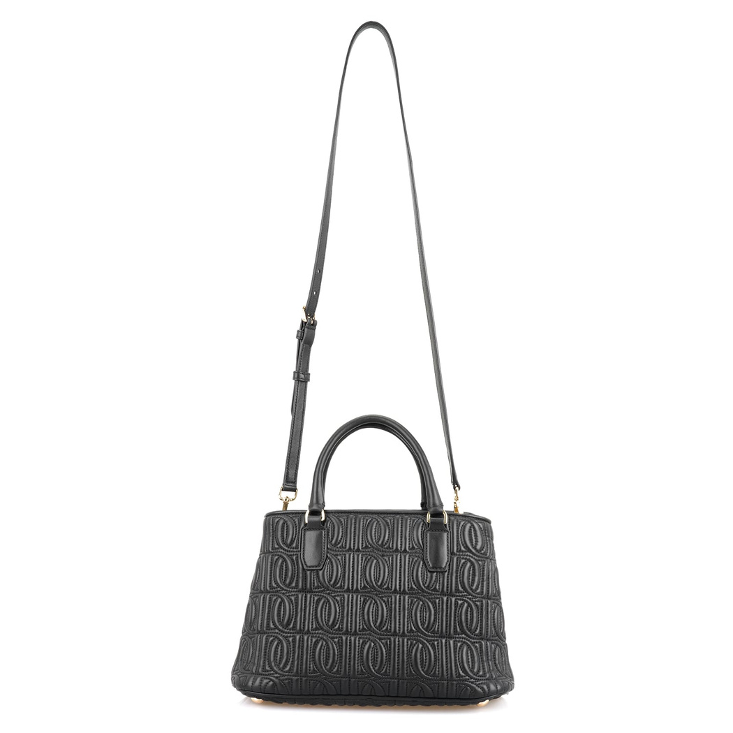 Absola Siyah Kadın Monogram Kapitone Deri Omuz Çantası