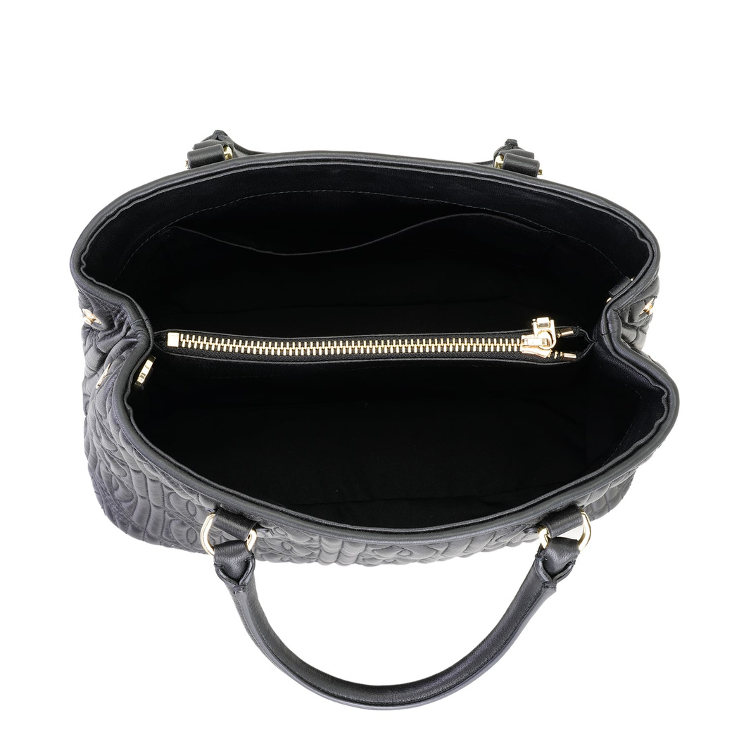 Absola Siyah Kadın Monogram Kapitone Deri Omuz Çantası