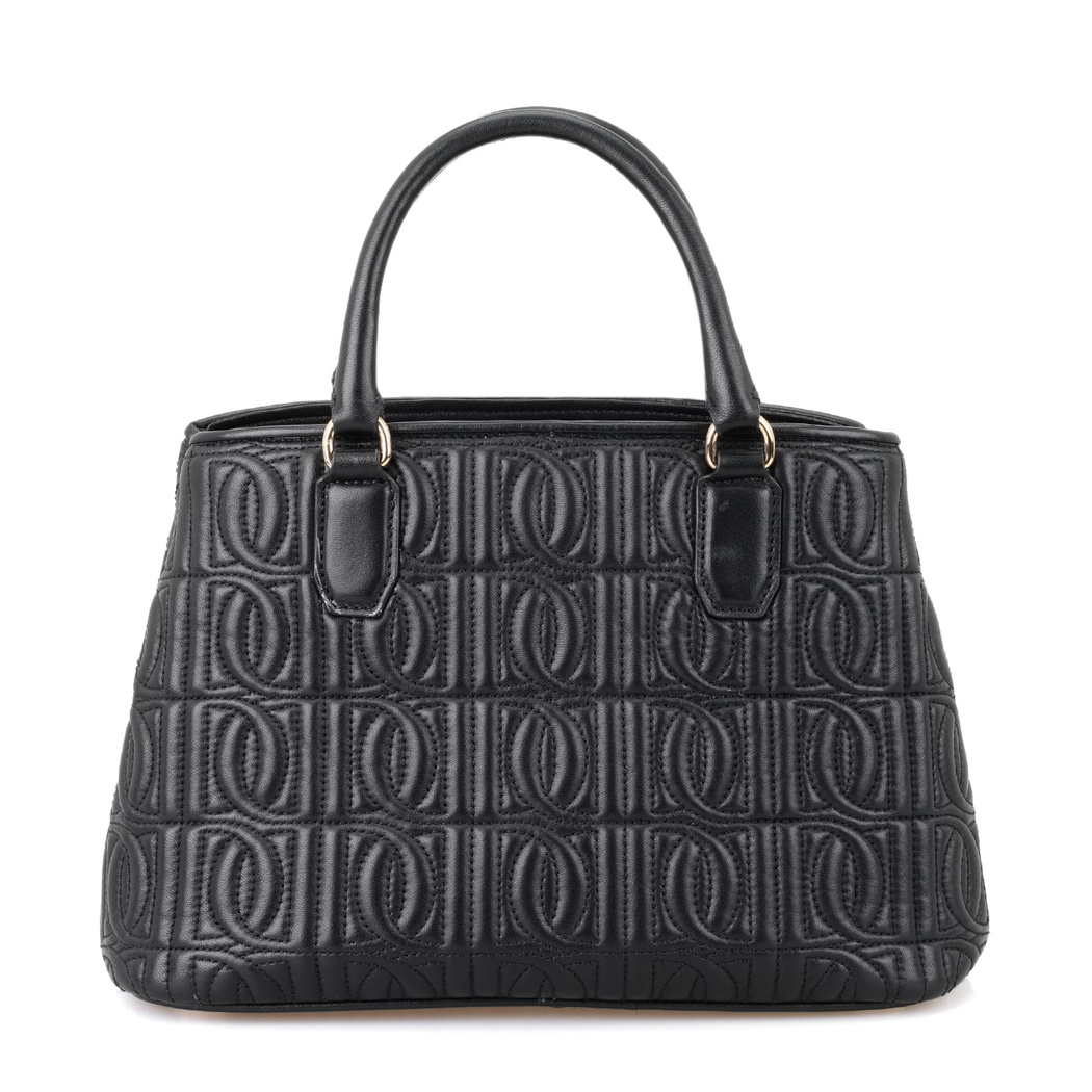 Absola Siyah Kadın Monogram Kapitone Deri Omuz Çantası