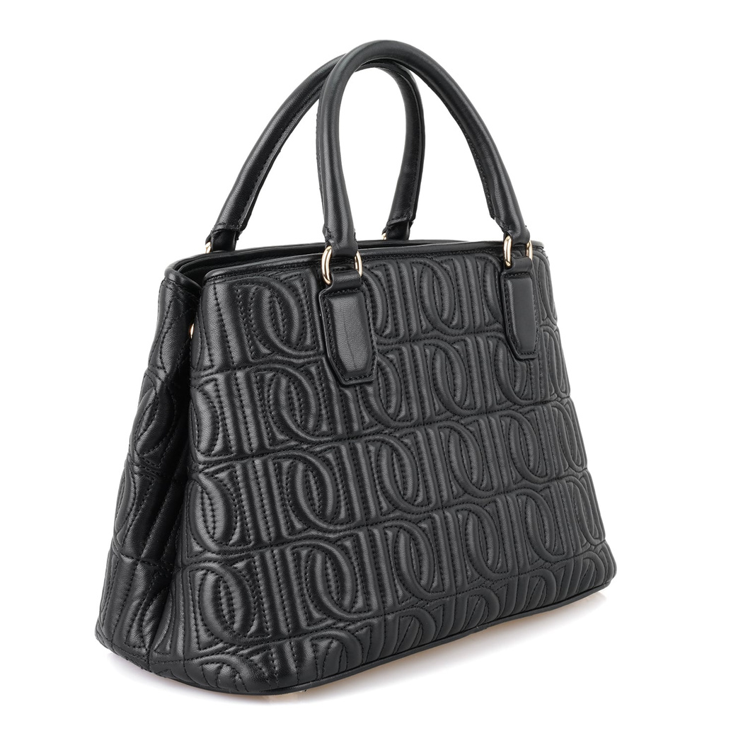 Absola Siyah Kadın Monogram Kapitone Deri Omuz Çantası