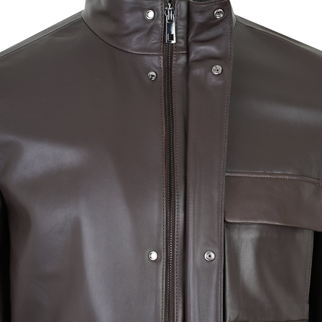 Adahy Kahve Erkek Deri Mont