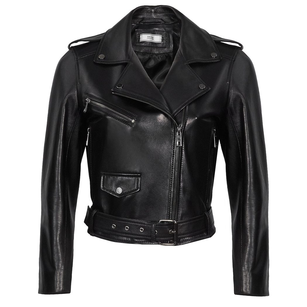 Adalbeorht Kadın Deri Kısa Biker Mont