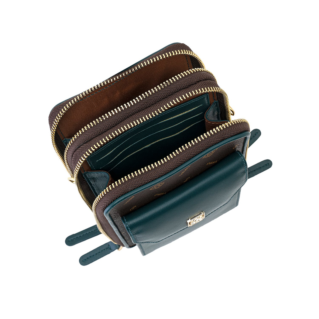 Adele Yeşil Monogram Deri Telefon Çantası