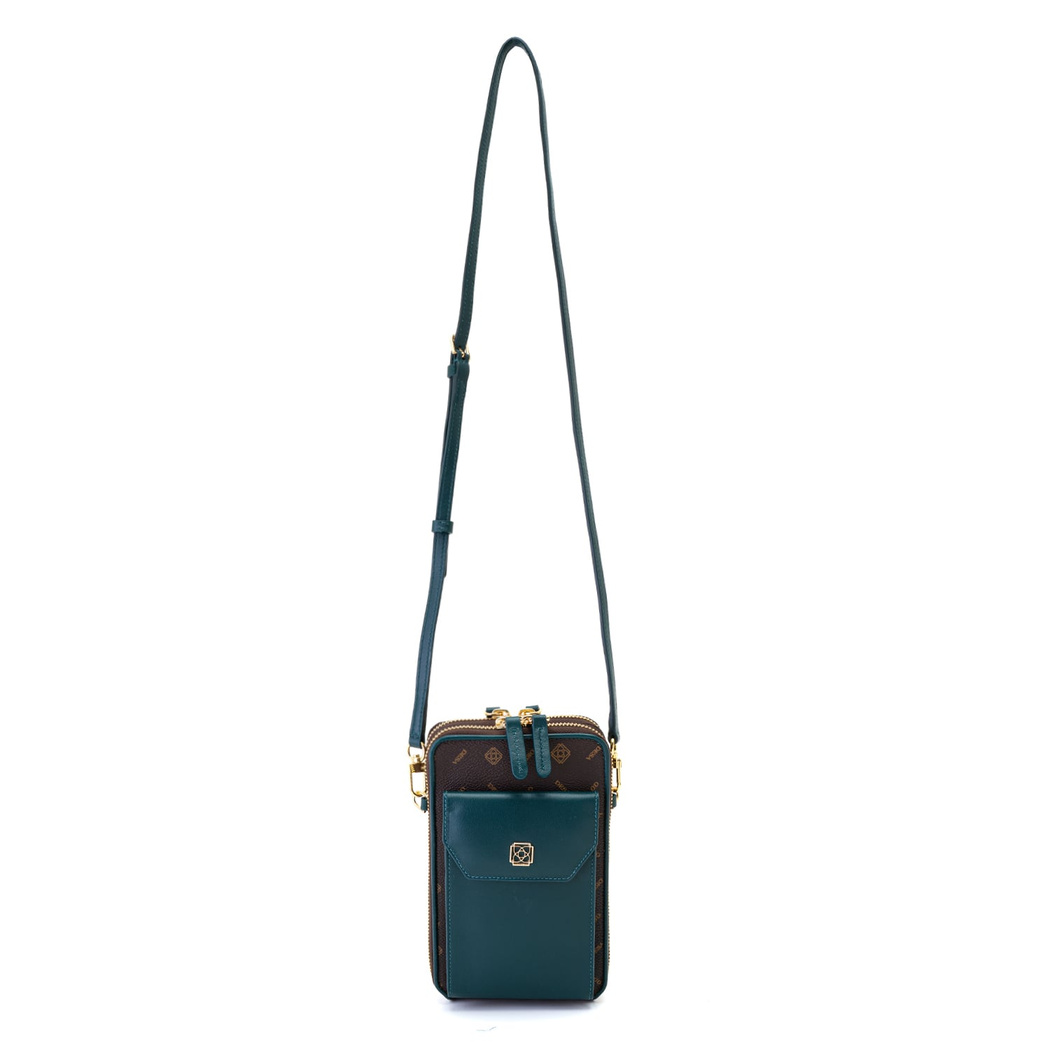 Adele Yeşil Monogram Deri Telefon Çantası