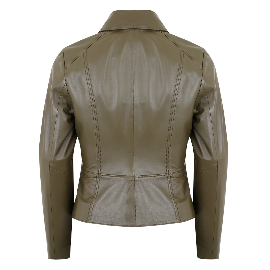 Adelie Haki Kadın Deri Mont