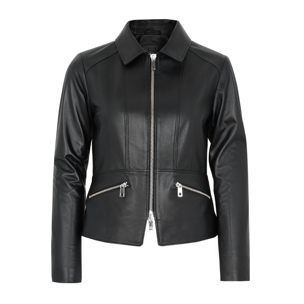 Adelie Siyah Kadın Deri Mont