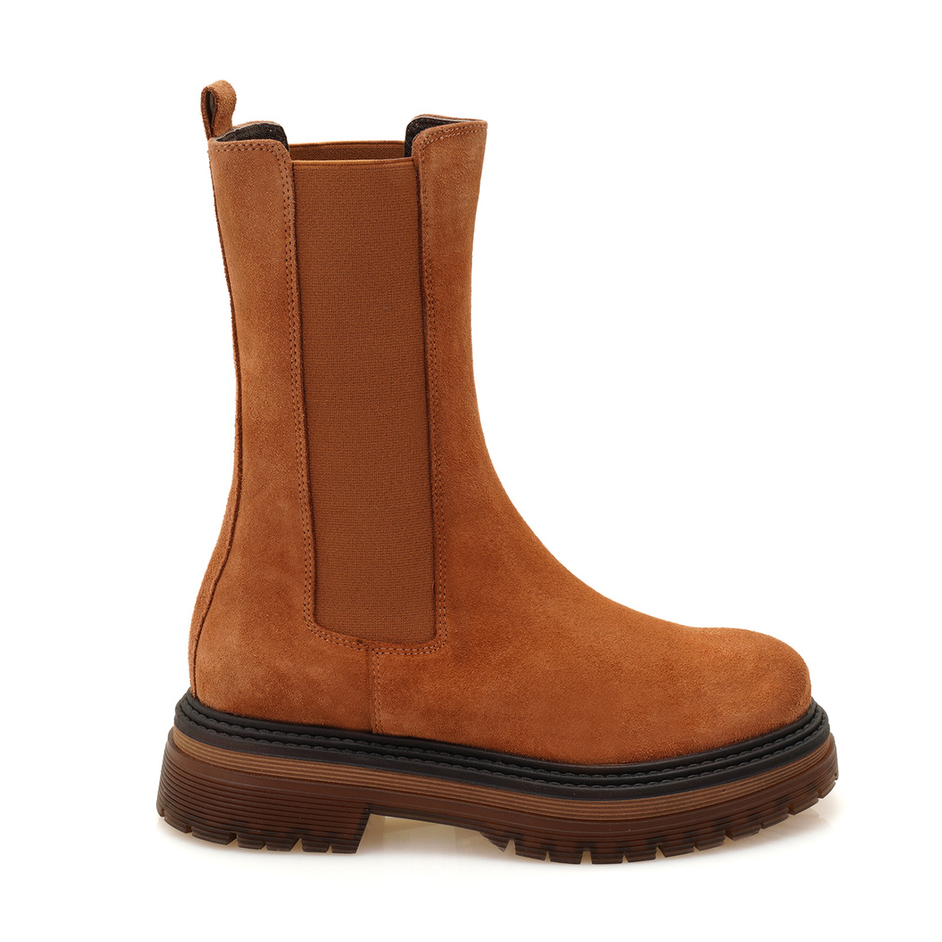 Adella Taba Kadın Yandan Lastikli Süet Deri Chelsea Bot