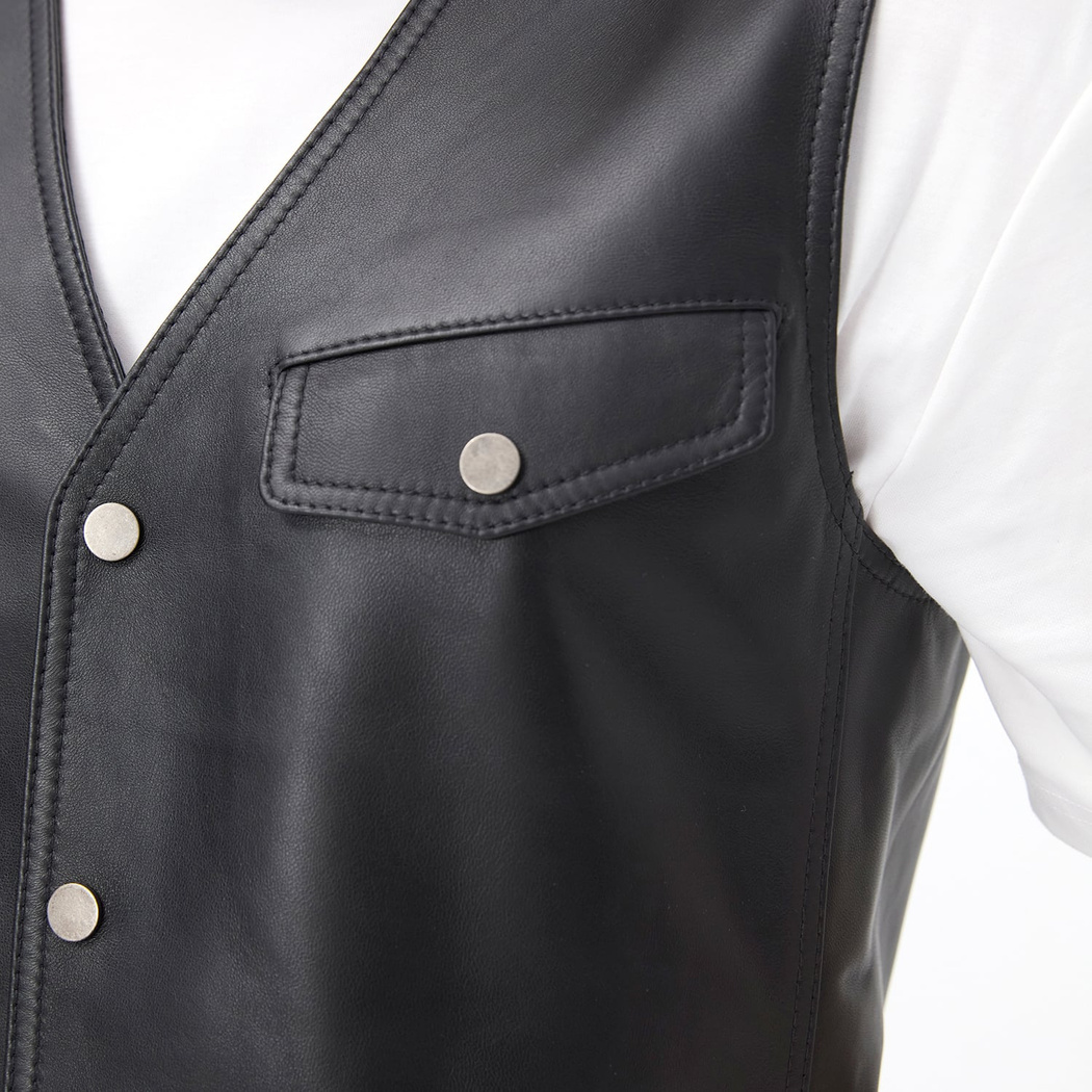 Aditsan Siyah Erkek Deri Yelek